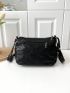 Minimalist Braided Detail Square Bag Medium Black Vintage