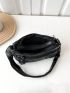 Minimalist Braided Detail Square Bag Medium Black Vintage