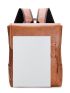 Men Minimalist Flap Backpack Studded Decor