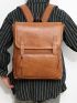 Men Minimalist Flap Backpack Studded Decor