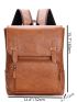 Men Minimalist Flap Backpack Studded Decor