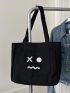 Expression Print Shopper Bag Medium Double Handle Black