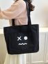 Expression Print Shopper Bag Medium Double Handle Black