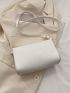 Minimalist Square Bag Flap White Pu Elegant