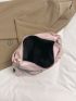 Rhinestone Decor Hobo Bag Zipper Pink Medium