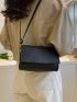 Mini Minimalist Flap Square Bag Black Pu