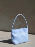 Letter Graphic Square Bag Small Nylon Blue