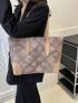 Argyle Quilted Shoulder Tote Bag Double Handle