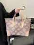 Argyle Quilted Shoulder Tote Bag Double Handle