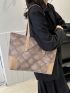 Argyle Quilted Shoulder Tote Bag Double Handle