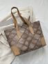 Argyle Quilted Shoulder Tote Bag Double Handle