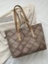 Argyle Quilted Shoulder Tote Bag Double Handle