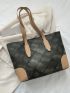 Geometric Pattern Shoulder Tote Bag Double Handle