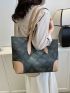 Geometric Pattern Shoulder Tote Bag Double Handle