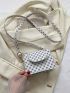 Mini Geometric Pattern Crossbody Bag, Fashion Pu Shoulder Bag