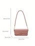 Minimalist Flap Baguette Bag Small Pink Pu