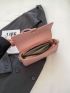 Minimalist Flap Baguette Bag Small Pink Pu