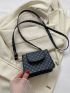 Mini Geometric Pattern Crossbody Bag, Fashion Pu Shoulder Bag