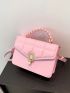 Mini Geometric Pattern Flap Square Bag Pink