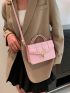 Mini Geometric Pattern Flap Square Bag Pink