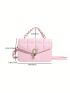 Mini Geometric Pattern Flap Square Bag Pink