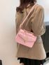 Mini Geometric Pattern Flap Square Bag Pink