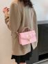 Mini Geometric Pattern Flap Square Bag Pink