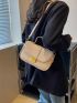 Litchi Embossed Flap Saddle Bag Top Handle