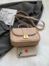 Litchi Embossed Flap Saddle Bag Top Handle