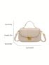 Litchi Embossed Flap Saddle Bag Top Handle