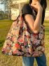 Floral Print Shopper Bag Double Handle Oversized