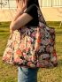 Floral Print Shopper Bag Double Handle Oversized