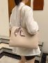 Twilly Scarf Decor Shoulder Tote Bag Litchi Embossed