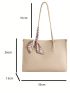 Twilly Scarf Decor Shoulder Tote Bag Litchi Embossed