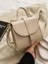 Mini Buckle Decor Flap Backpack Khaki Elegant