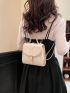 Mini Buckle Decor Flap Backpack Khaki Elegant