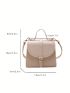 Mini Buckle Decor Flap Backpack Khaki Elegant