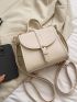 Mini Buckle Decor Flap Backpack Khaki Elegant