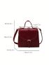 Mini Buckle Decor Flap Backpack Burgundy Pu