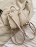 Mini Buckle Decor Flap Backpack Khaki Elegant