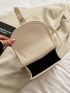 Mini Buckle Decor Flap Backpack Khaki Elegant