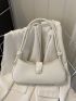 Crocodile Embossed Baguette Bag Pu Medium White