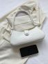 Crocodile Embossed Baguette Bag Pu Medium White