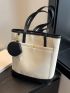 Letter Graphic Shoulder Tote Bag With Coin Purse Color Block