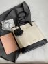 Letter Graphic Shoulder Tote Bag With Coin Purse Color Block