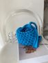 Tassel Decor Crochet Bag Small Blue Hollow Out Design