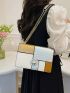 Colorblock Geometric Pattern Square Bag Twist Lock