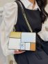 Colorblock Geometric Pattern Square Bag Twist Lock