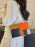 Colorblock Geometric Pattern Square Bag Twist Lock