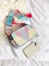 Colorblock Square Bag Fashionable Adjustable Strap For Daily